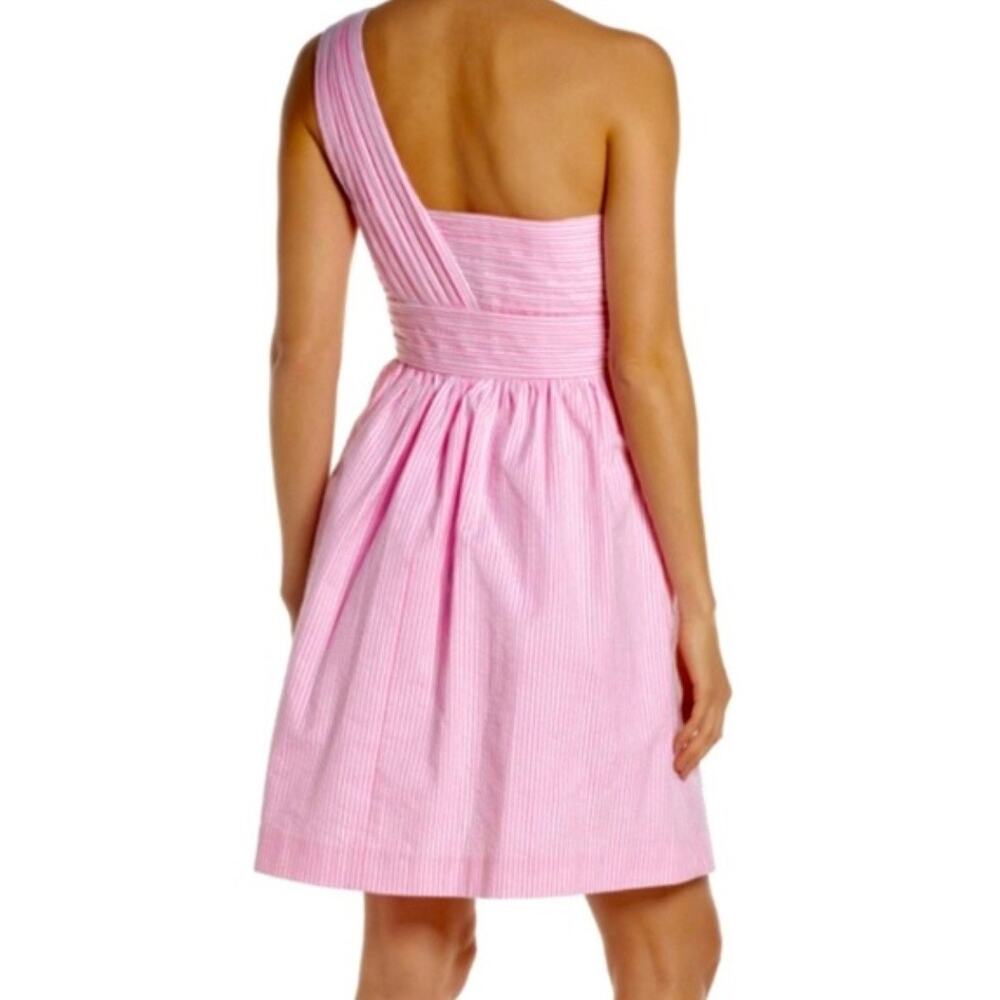 Lilly Pulitzer Plus Addison Dress in Pink Tropics Seersucker Fit & Flare Size 14 - Picture 2 of 13